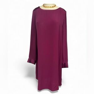 NWT Eileen Fisher Size L Gorgeous Rich Merlot Popover Dress Silk Crepe